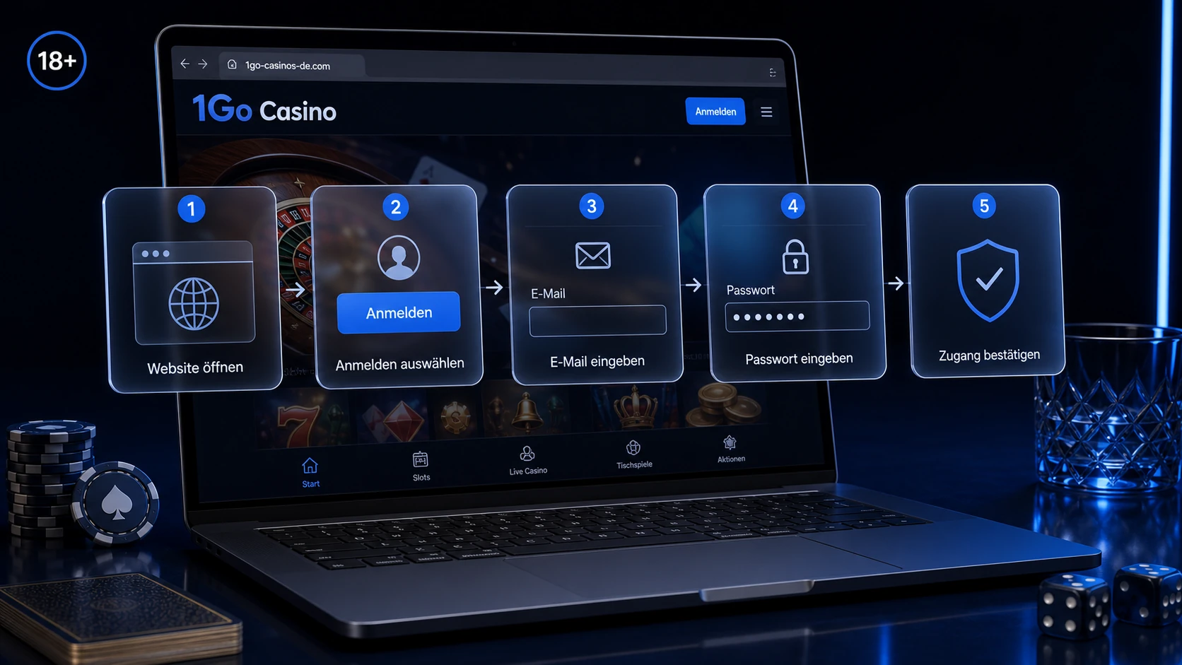 So melden Sie sich beim 1GO Casino an
